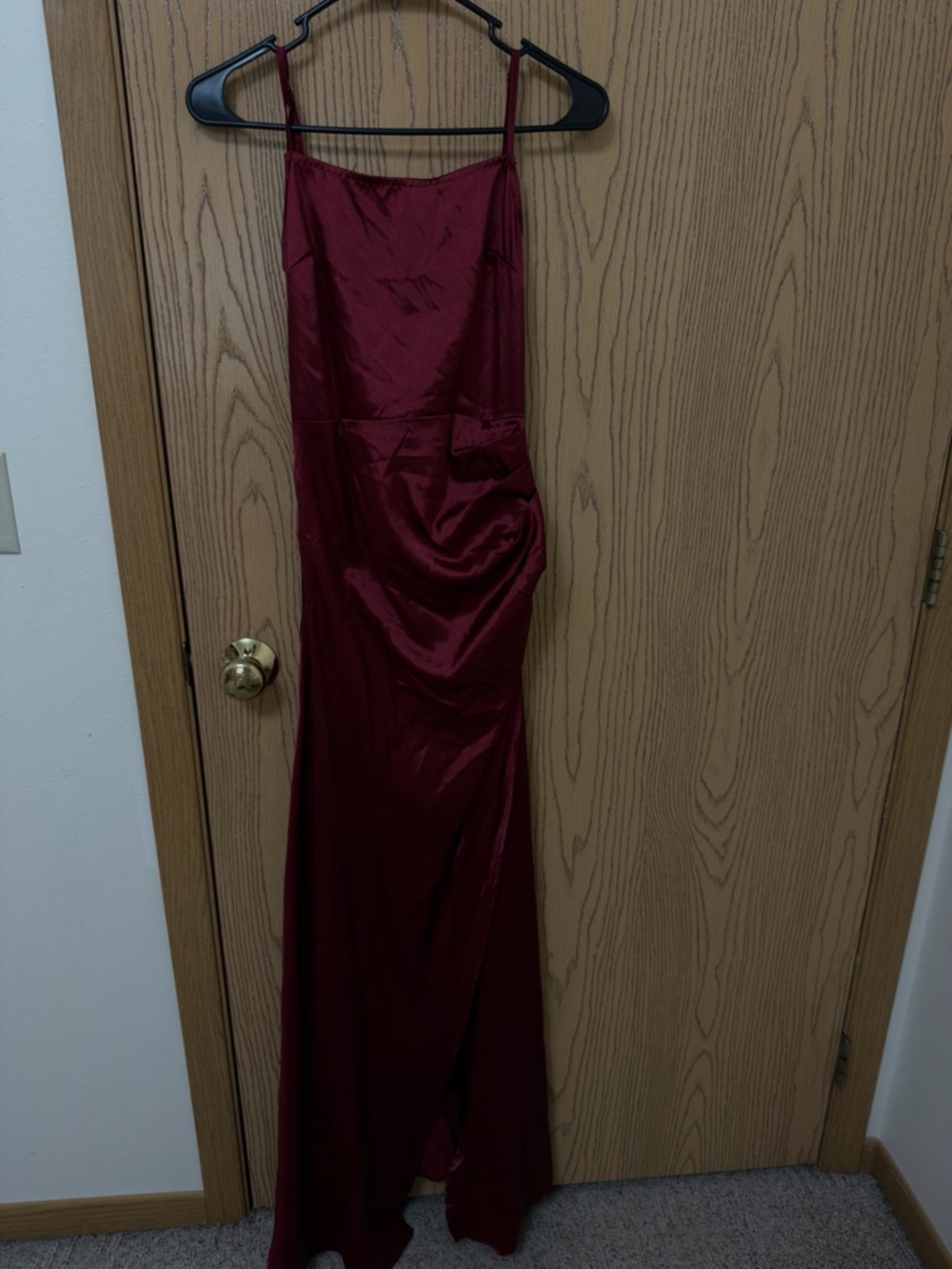 Elegant Burgundy Satin Slip Dress